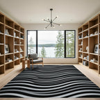 Monochromatic Gray Wavy Stripe Rug