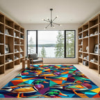 Vibrant Poly-Geometric Wood Duck Mosaic Rug