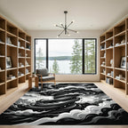 Monochromatic Swirling Tornado Lightning Rug