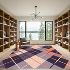 Deep Plum Coral Diamond Lattice Rug
