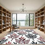Dark Red Leafy Branch Medallion Rug