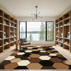 Modern Earthy Tone Hexagon Mosaic Rug