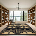 Golden Desert Compass Celestial Medallion Rug