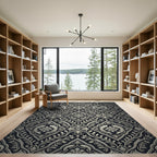 Silver Fish Vine Damask Rug