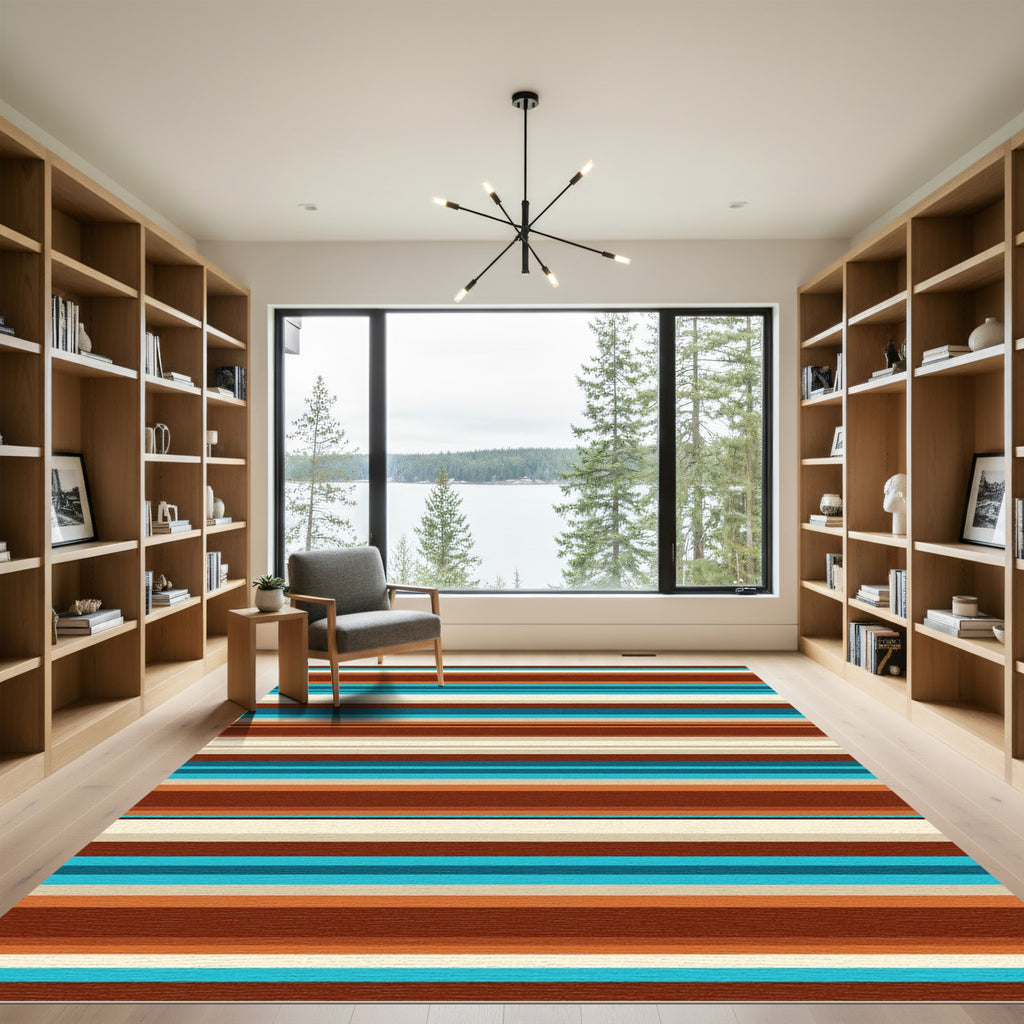 Retro Earthy Horizontal Striped Rug