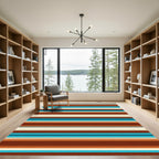 Retro Earthy Horizontal Striped Rug