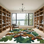 Oak Leaves and Acorns Botanical Cluster Rug