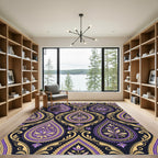 Regal Purple Gold Paisley Floral Rug