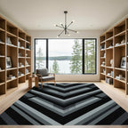 Minimalist Geometric Charcoal Chevron Abstract Rug