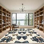 Elegant Charcoal and Bronze Ribbon Bows Rug