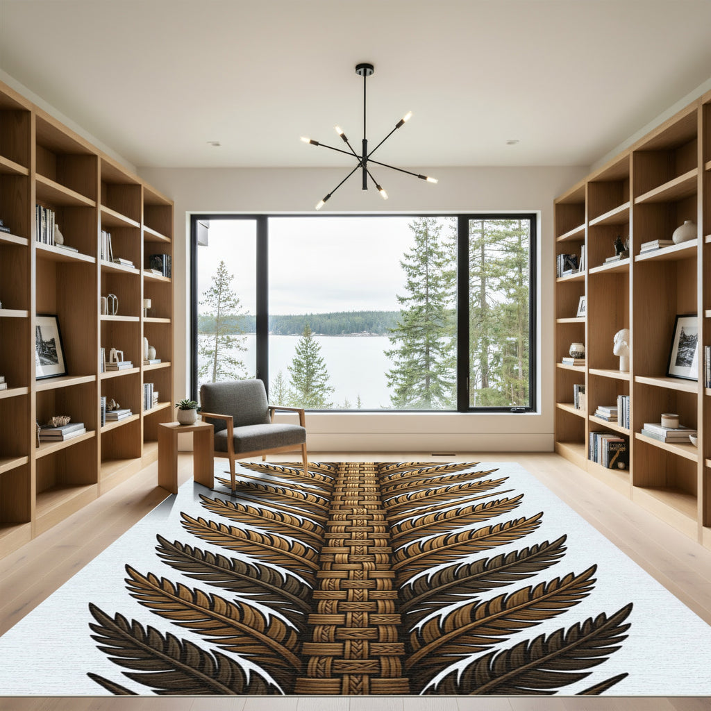 Earthy Woven Feather Symmetry Rug