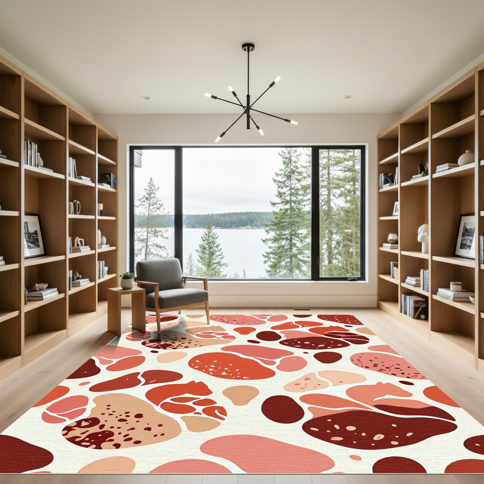 Terracotta Abstract Organic Forms Rug