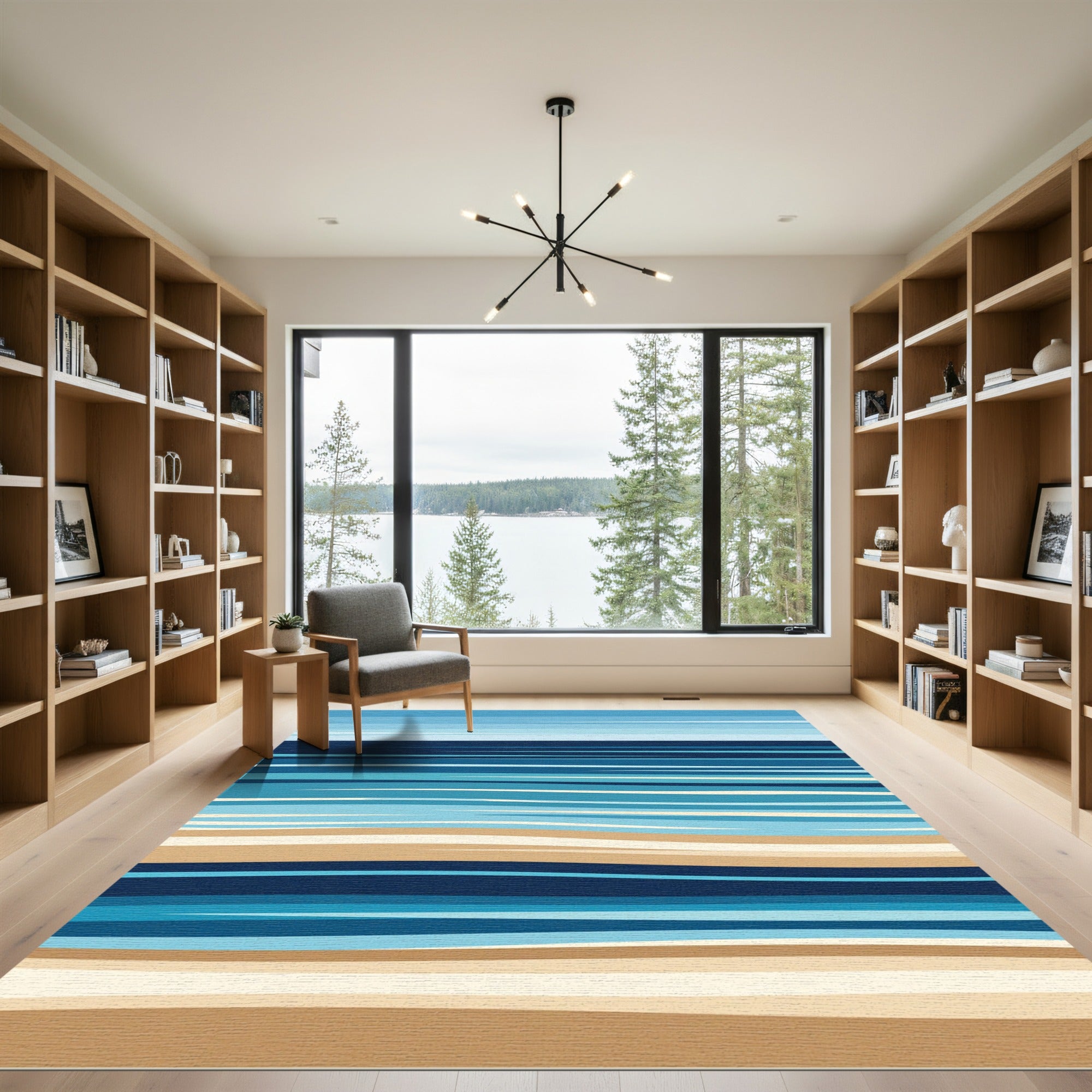 Abstract Coastal Horizon Beach Stripes Rug
