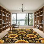 Golden Sunflower Garden Pattern Rug
