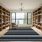 Contemporary Monochrome Horizontal Striped Area Rug