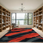 Bold Red Abstract Brush Stroke Rug