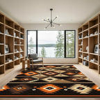 Navajo Orange Brown Geometric Diamond Rug