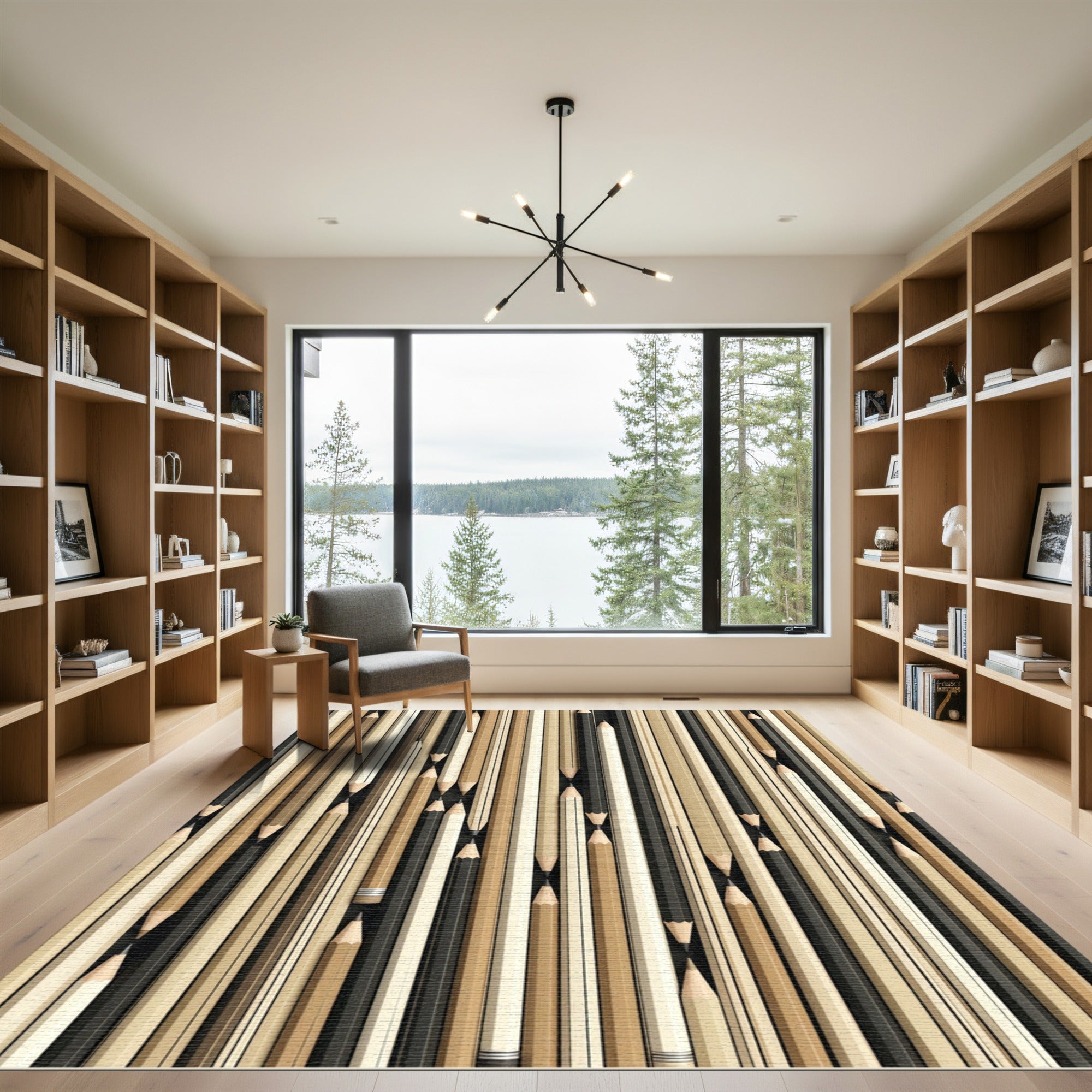 Neutral Tones Vertical Pencils Arrangement Rug