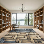 Woven Gray Wood Grain Panels Rug
