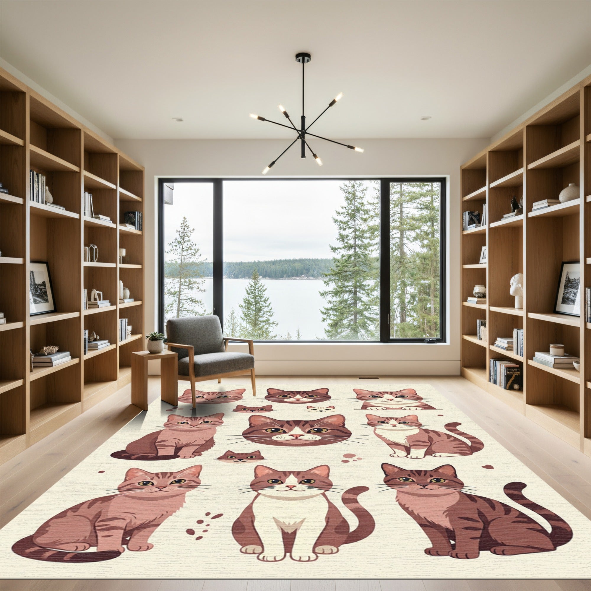 Cute Brown Tabby Cat Portrait Art Rug