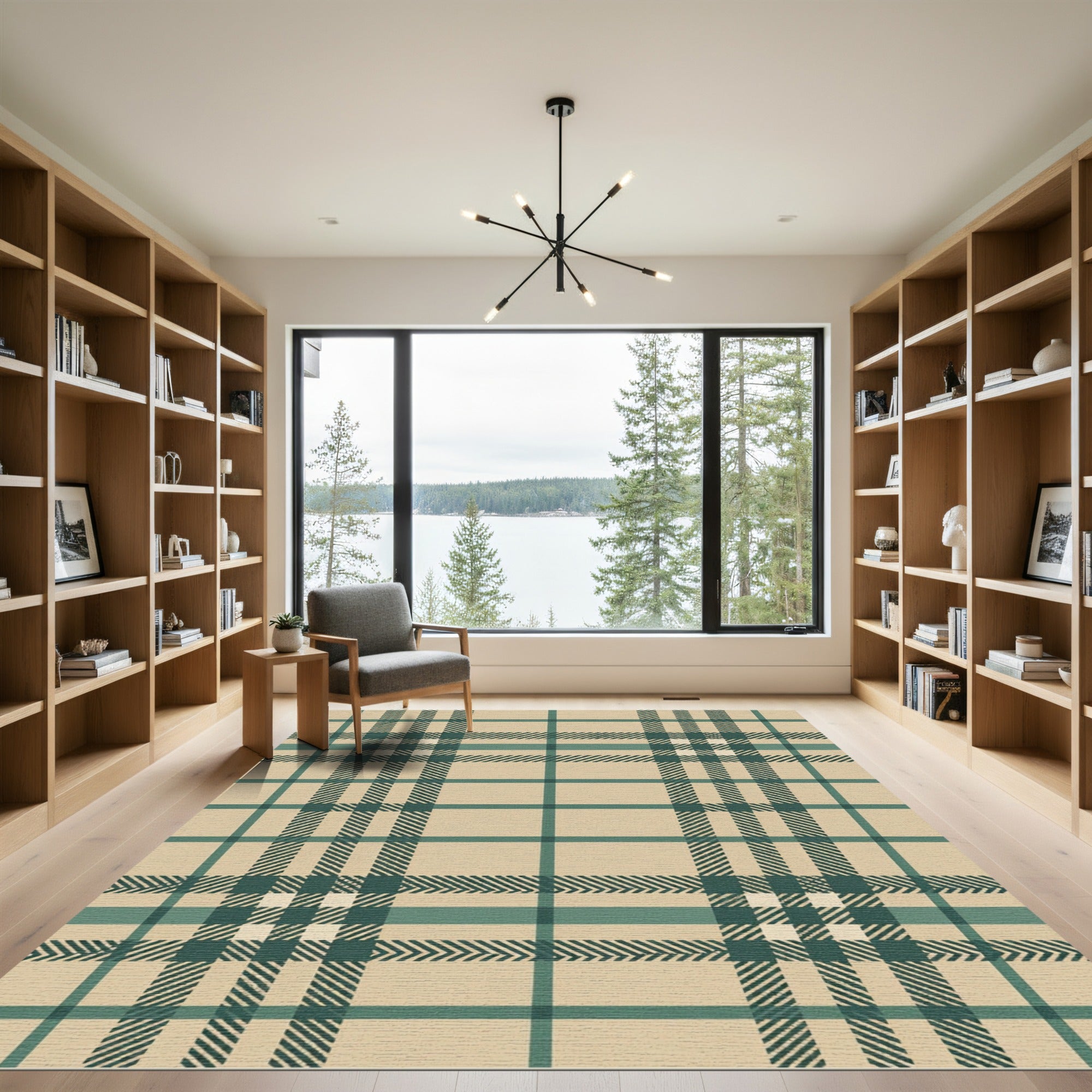 Classic Sage and Beige Tartan Check Rug