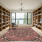 Ornate Dusty Rose Floral Mandala Rug