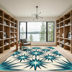 Teal Starburst Geometric Pattern Rug