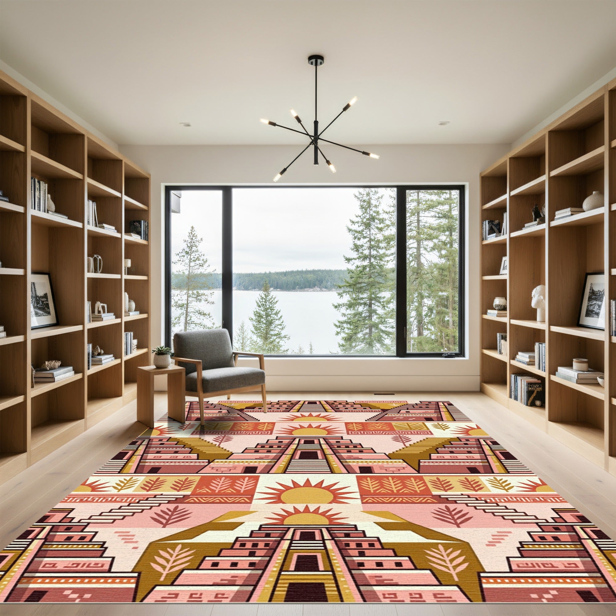 Terracotta Sun Stepped Pyramid Rug