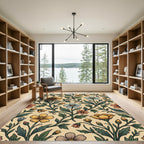 Vintage Golden Floral Meadow Vine Rug