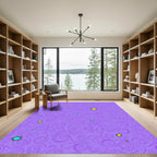 Purple Swirls with Yellow Stars Rug