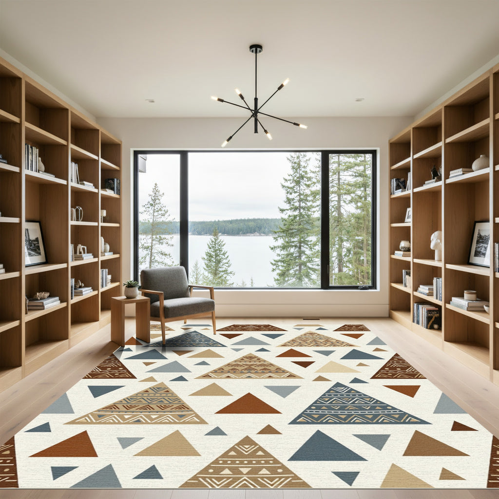 Earthy Boho Tribal Triangle Pattern Rug