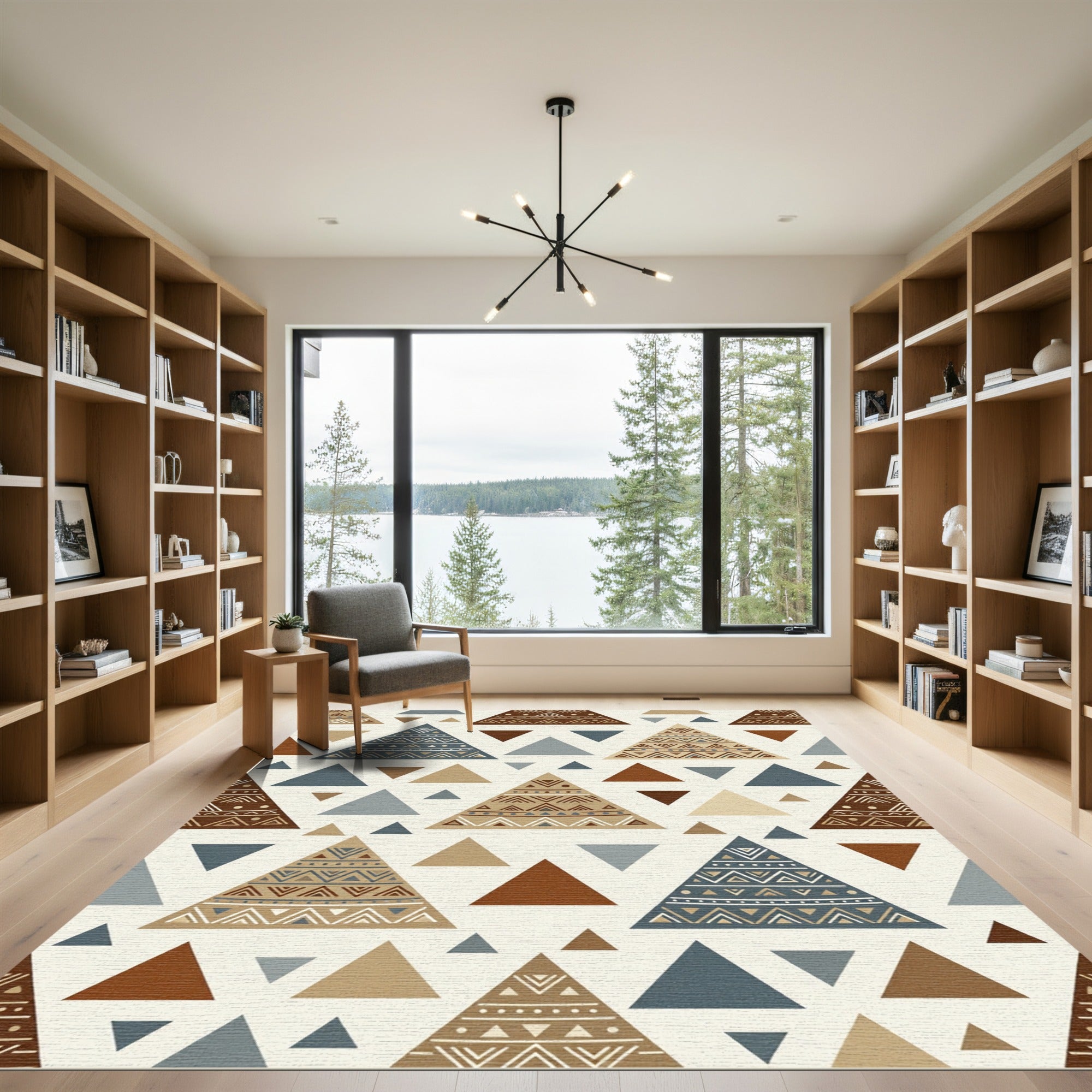 Earthy Boho Tribal Triangle Pattern Rug