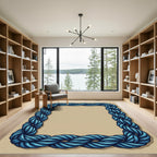 Deep Blue Braided Rope Border Rug