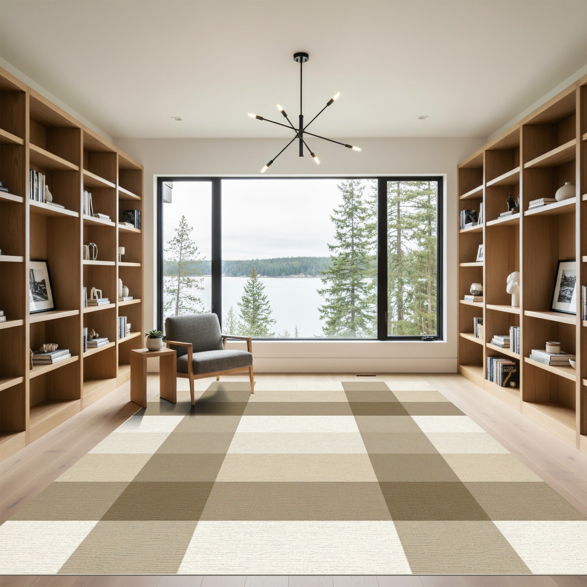 Neutral Plaid Gingham Checkered Rug