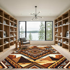 Geometric Earth Tone Aztec Pyramid Rug