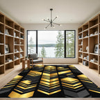 Gold Black Geometric Stacked Blocks Rug