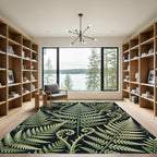 Botanical Fern Leaf Emerald Scroll Rug