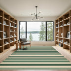 Sage Green Minimalist Horizontal Stripe Rug