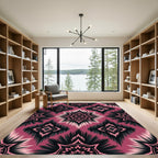 Dark Magenta Tribal Ikat Diamond Star Rug