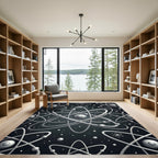 Monochrome Atomic Orbit Pattern Rug