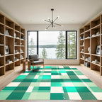 Aqua Teal Buffalo Plaid Checks Rug