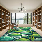 Lush Green Smooth Stone Arrangement Rug