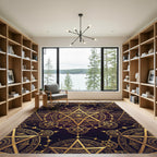 Golden Celestial Pentagram Sacred Geometry Rug