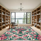 Romantic Pink Rose Victorian Damask Rug