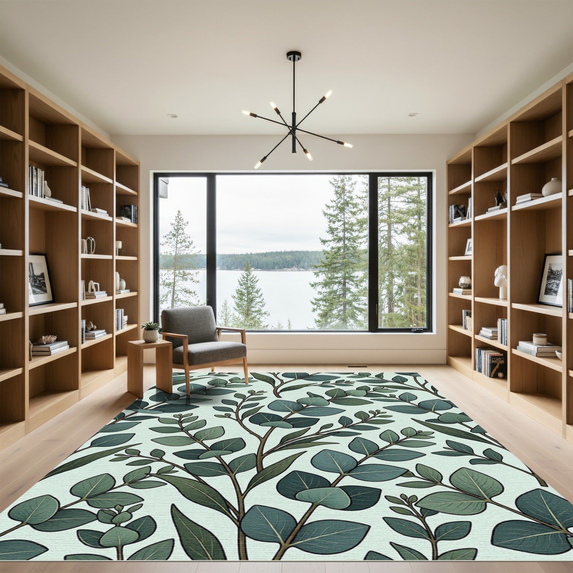 Eucalyptus Branches Green Pattern Rug