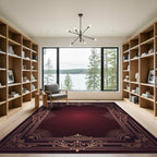 Ornate Burgundy Copper Filigree Frame Rug