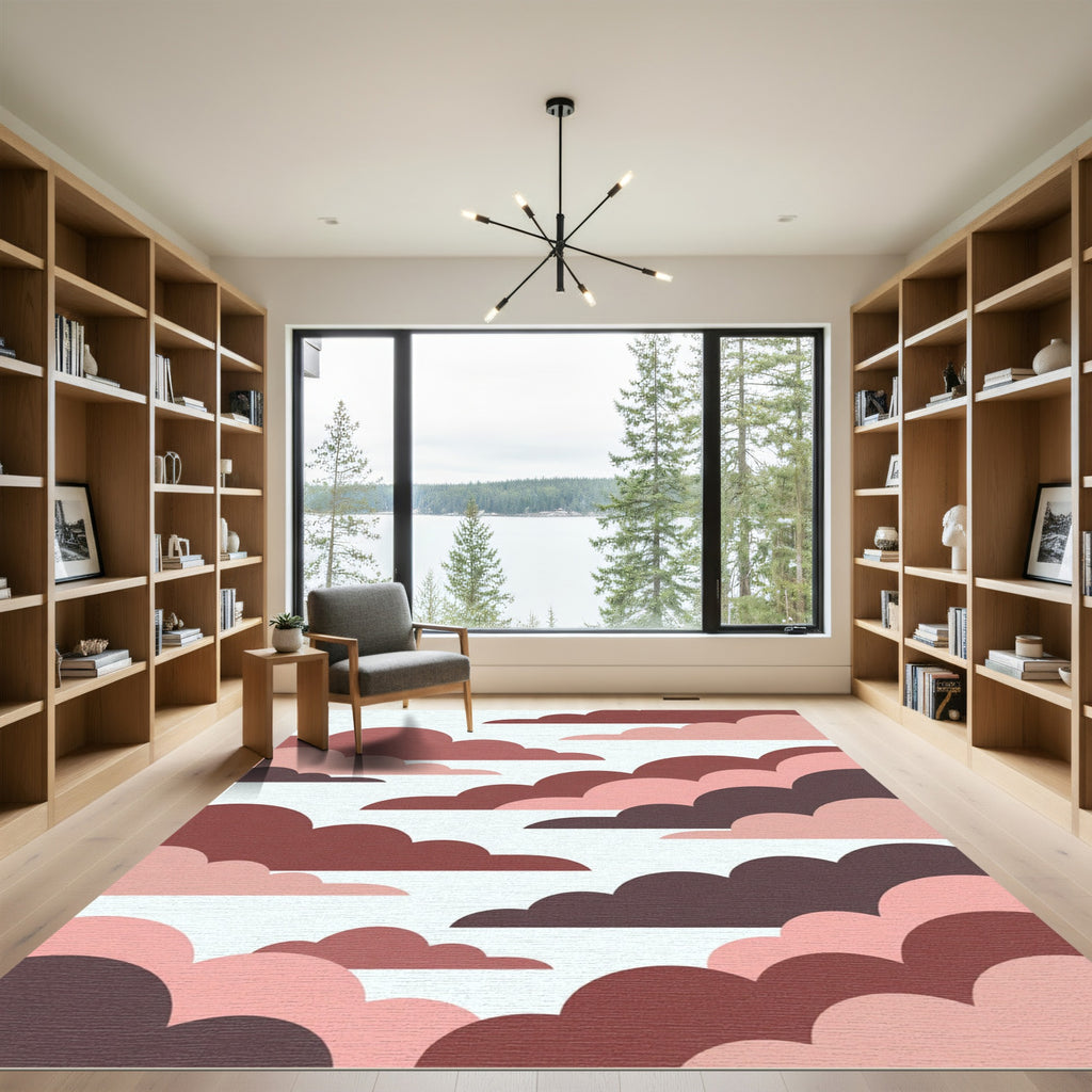 Crimson Pink Cloudscape Serene Sky Rug