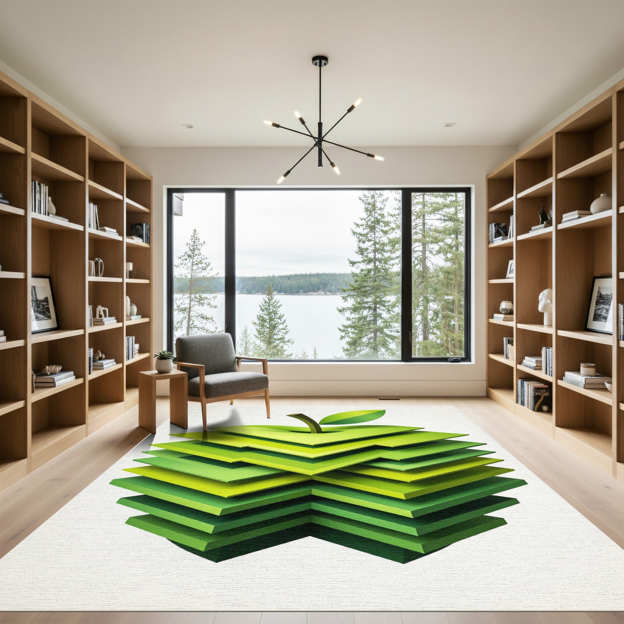 Layered Lime Apple Geometric Art Rug