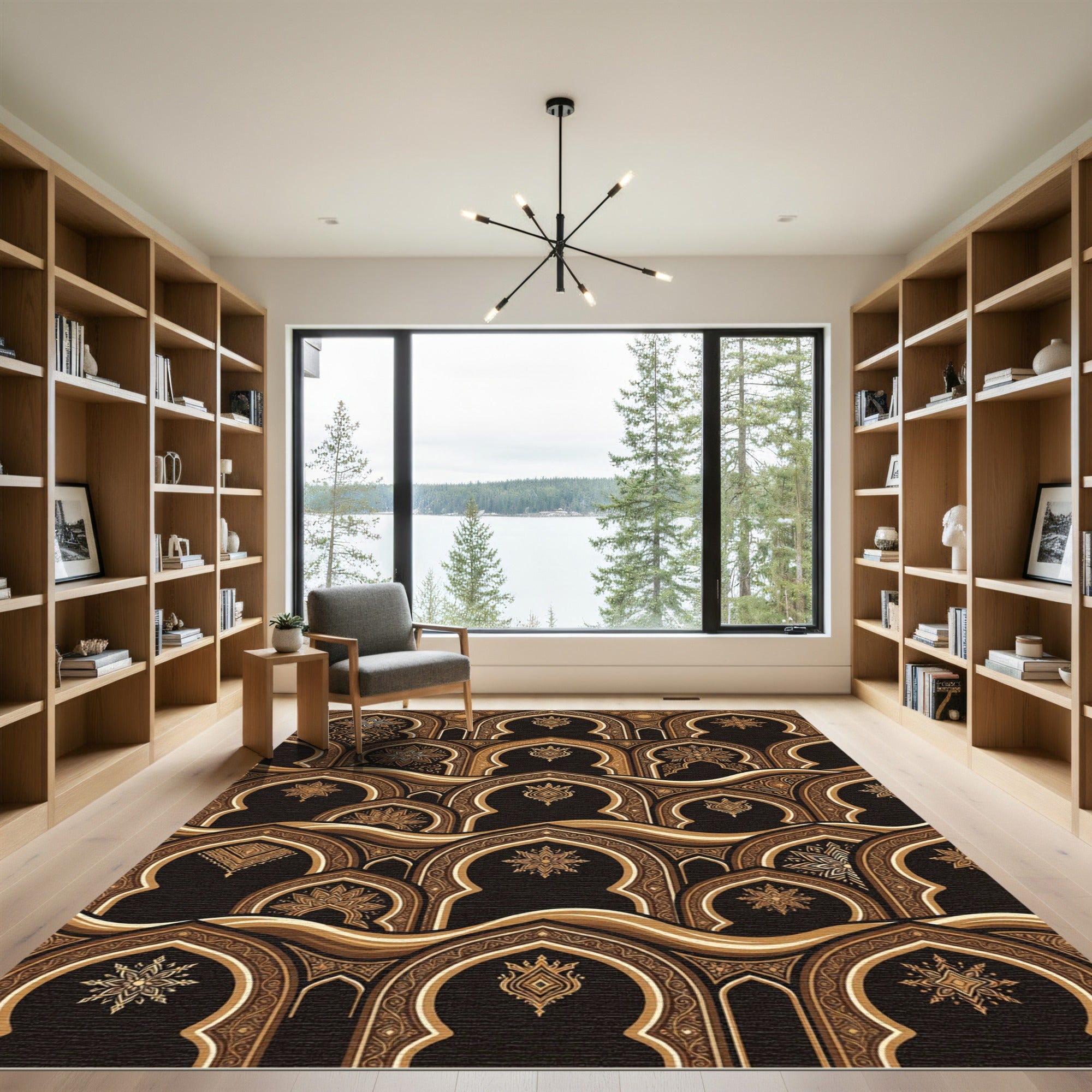 Rich Brown Archway Botanical Medallion Rug