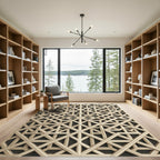 Sophisticated Beige Geometric Interlocking Lattice Rug